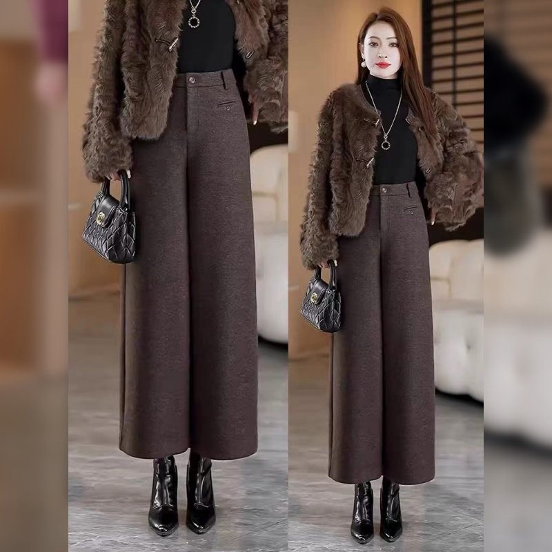 裤子高腰宽松九分裤休闲直筒靴裤