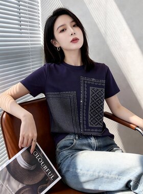 T恤女圆领洋气印花时尚百搭上衣