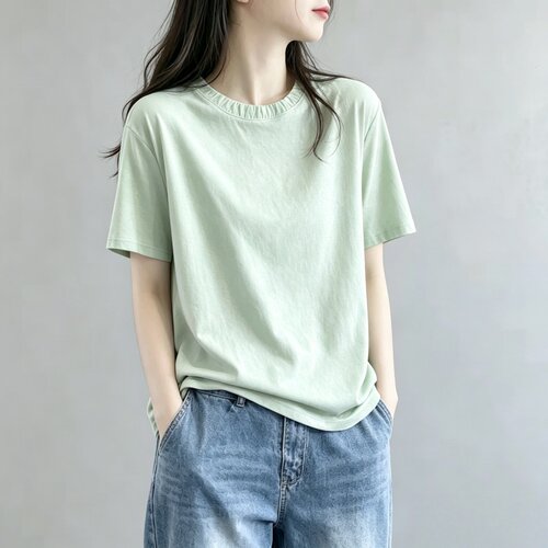 夏季新款宽松休闲百搭纯色上衣女