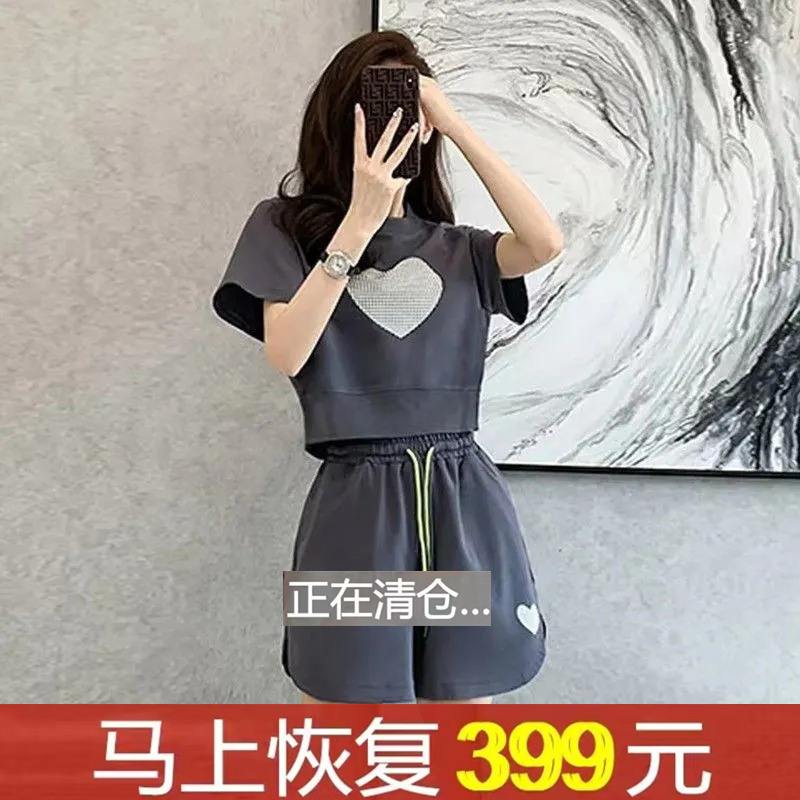 时尚减龄舒适网红运动休闲套装夏