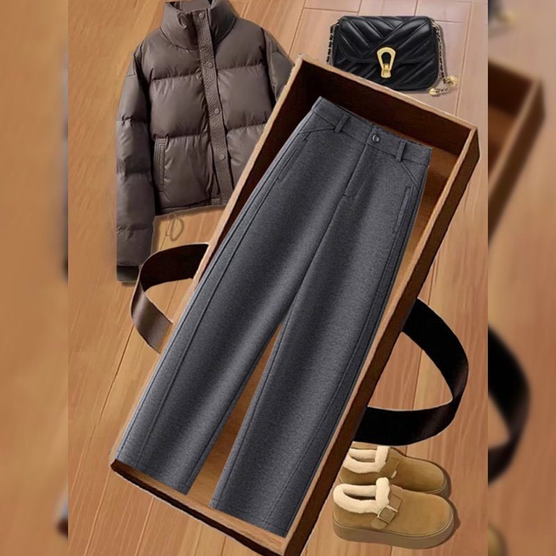 羊绒裤女秋冬醋酸羊毛呢裤高腰显瘦萝卜哈伦裤2025新款加绒西装裤,女装/女士精品,休闲裤,淘宝优惠券,粉丝福利购,淘宝优惠卷