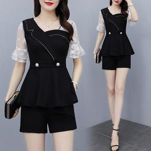 时尚短裤套装裙女2025夏新款职业洋气小个子网红减龄连衣裙两件套