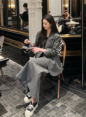 宽松气质西装外套半身裙两件套潮