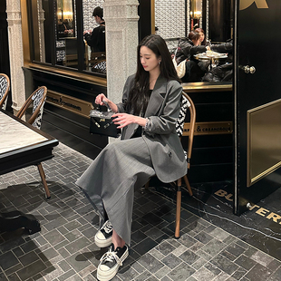 欧货高级感小个子休闲套装女春季宽松气质西装外套半身裙两件套潮