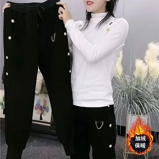 修身 子韩版 运动休闲裤 痞帅小脚裤 2020秋冬季 束腿排扣哈伦九分裤 裤