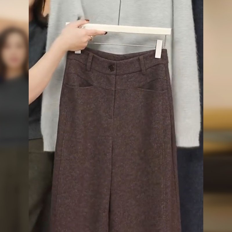 乌木棕香蕉阔腿裤女2025秋冬季新款高腰加绒加厚直筒休闲弯刀裤子,女装/女士精品,休闲裤,淘宝优惠券,粉丝福利购,淘宝优惠卷