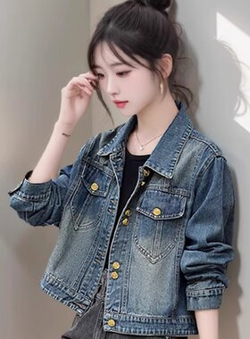 新款女韩版宽松短款百搭牛仔外套