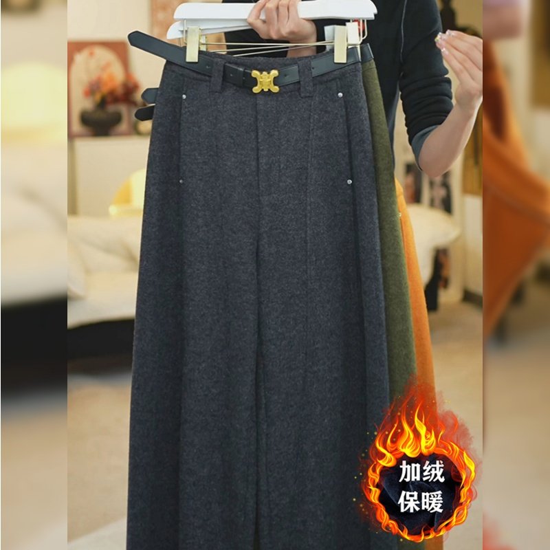 羊毛阔腿裤女2025冬季保暖新款高腰宽松直筒休闲香蕉弯刀毛呢裤子,女装/女士精品,休闲裤,淘宝优惠券,粉丝福利购,淘宝优惠卷