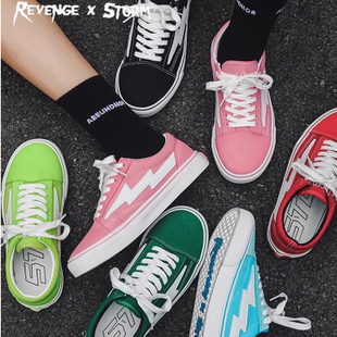 正品美版复仇风暴revenge x storm闪电火焰帆布鞋滑板鞋潮流街舞