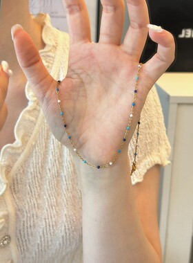 彩色珠锁骨链小众设计显气质