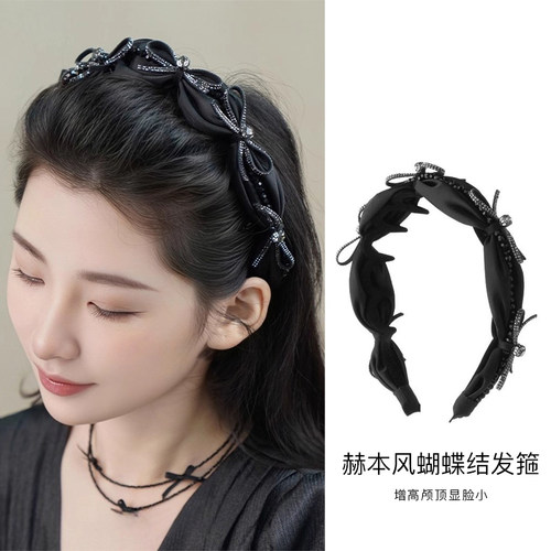 优雅法式闪钻蝴蝶结发箍