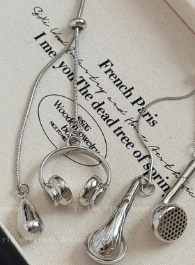 韩系长款耳机吊坠项链女款2025秋冬新款毛衣链秋冬小众高级感配饰