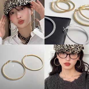 2026新款耳环夸张满钻大耳圈女气质时尚小众高级感欧美风新年耳饰