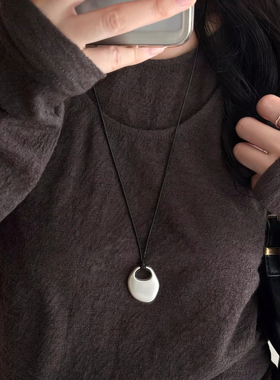 2025新款韩系几何吊坠毛衣链女
