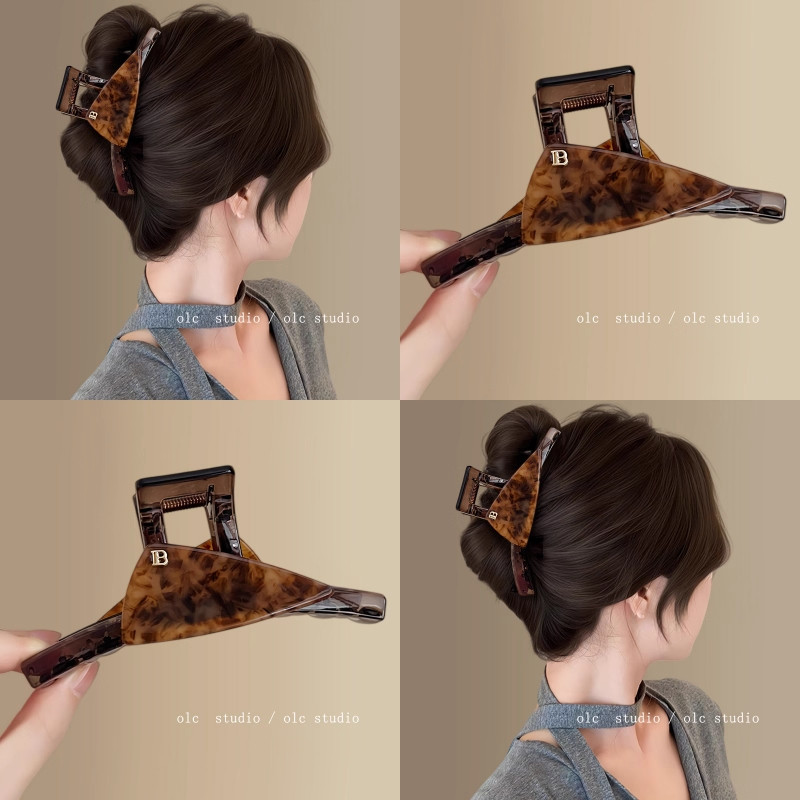 三角豹纹醋酸头发抓夹女鲨鱼夹2025新款盘发夹高级感小众气质发饰,饰品/流行首饰/时尚饰品新,发饰,淘宝优惠券,粉丝福利购,淘宝优惠卷