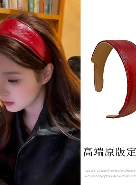 韩系安可拉红宽边发箍