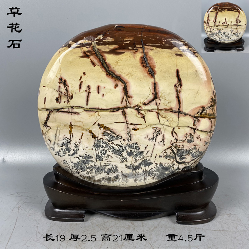 天然奇石原石头草花石国画石太古石画家居厅堂会所玄关装饰观赏石