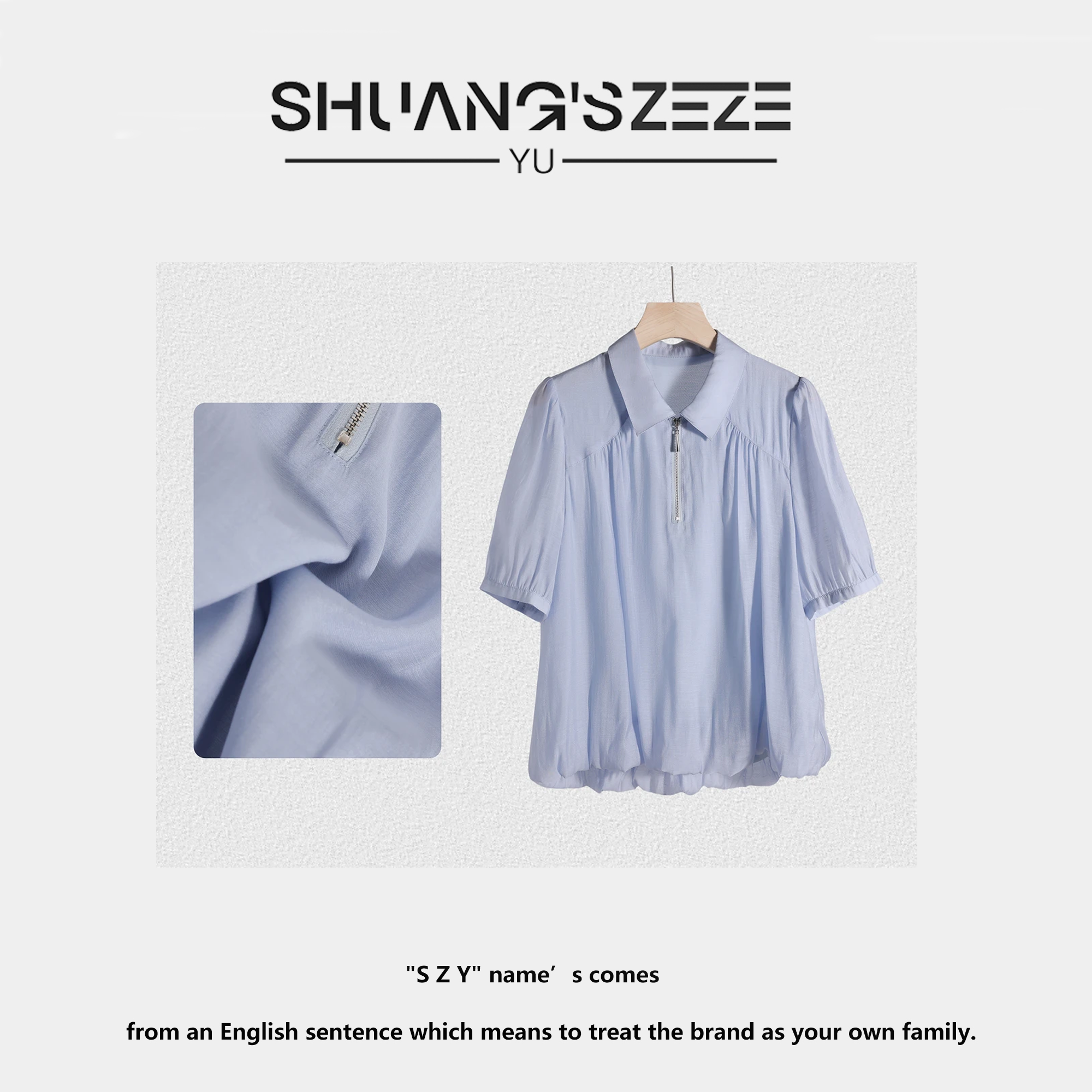 ShuangsZezeYü丨夏季新款简约气质休闲短袖衬衣/衬衣 YF9072 女装/女士精品 T恤 原图主图