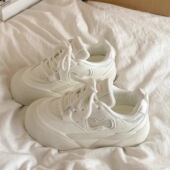 女款 爆款 2025新款 奶fufu厚底小白鞋 夏季 学生百搭板鞋 小众面包鞋 子