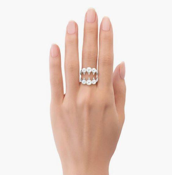 rpi-4851-18kwg日本代购tasaki塔思琦戴恩杰钻石珍珠白金戒指女