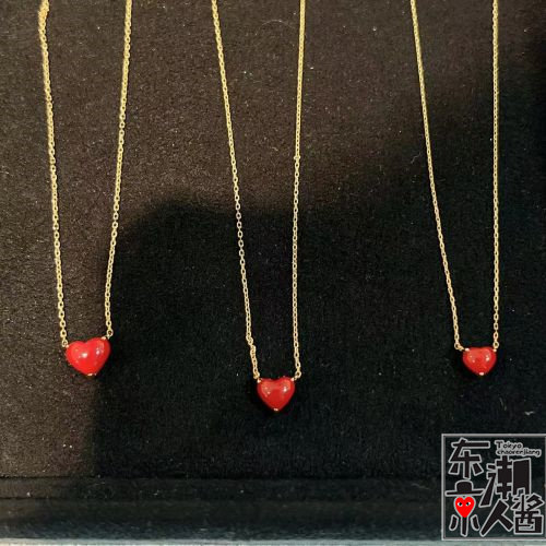 日本代购潮牌vendome aoyama新款18k金珊瑚小红心项链