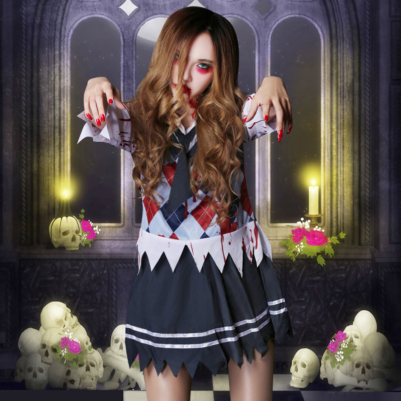 万圣节角色扮演cosplay成人服装女鬼节恐怖血腥学生妹护士裙套