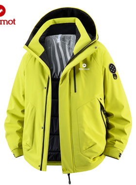 MARMOT土拨鼠户外冲锋衣美式男女款防风防水连帽登山机能棉衣外套