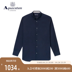 Q4965EM04A 衬衫 雅格狮丹春字母刺绣纯棉男格纹领长袖 Aquascutum