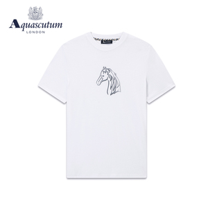 Aquascutum/雅格狮丹春夏新品马图案男打底衫短袖t恤Q4970EM031