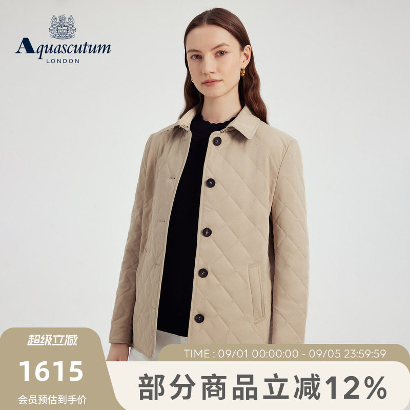 【雅格狮丹】女简约菱格棉服外套图片