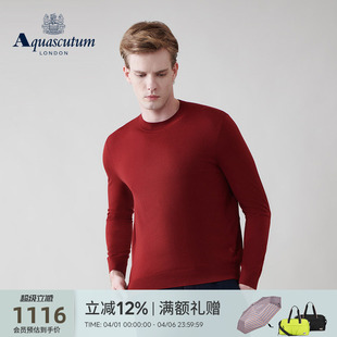 男修身 Aquascutum 雅格狮丹秋冬新品 时尚 Q5067EM011 绵羊毛针织衫