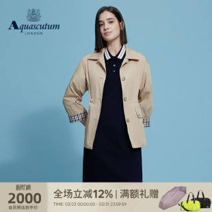 翻领收腰夹克风衣外套 女七分袖 Aquascutum 雅格狮丹2026春夏新品