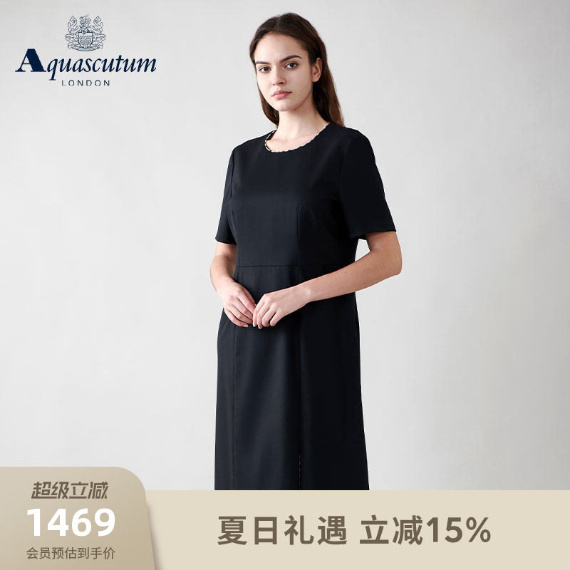 Aquascutum/雅格狮丹秋冬新品时尚女装修身开叉连衣裙Q5073EL011 - 实物图
