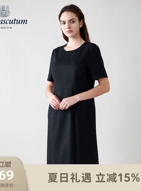 Aquascutum/雅格狮丹秋冬新品时尚女装修身开叉连衣裙Q5073EL011