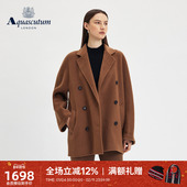新品 Aquascutum 雅格狮丹冬季 女双排扣毛呢大衣外套Q5050EL2A1