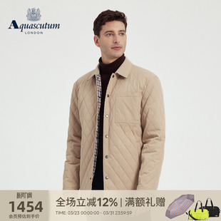中长款 男士 菱形格绗线棉服外套通勤 雅格狮丹秋冬新品 Aquascutum