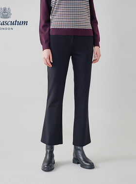 Aquascutum/雅格狮丹秋冬新品时尚女高腰微喇休闲裤子Q5061EL051