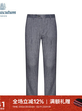 Aquascutum/雅格狮丹春夏男亚麻混纺休闲直筒长裤下装Q4161AM141