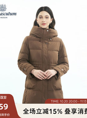 【雅格狮丹】女收腰中长款羽绒服
