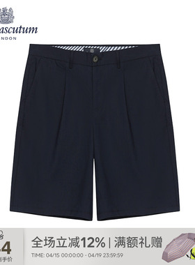 Aquascutum/雅格狮丹夏季男士短裤五分裤裤子直筒休闲Q4771EM011