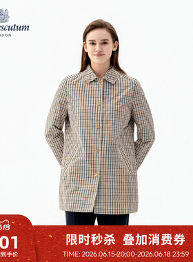 Aquascutum/雅格狮丹2026春夏新品女经典英伦风格纹优雅翻领外套