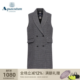 无袖 Aquascutum 长款 女式 v领子马甲背心Q4647EL011 雅格狮丹新品