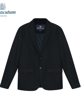 Aquascutum/雅格狮丹深V长袖两粒扣黑色羊毛上衣外套Q4654EM011