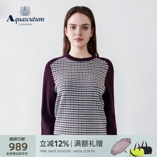 Aquascutum 时尚 女格纹双层领针织衫 Q5067EL041 雅格狮丹秋冬新品