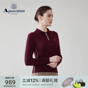 女半拉链修身 Aquascutum 雅格狮丹秋冬新品 时尚 Q5067EL021 针织衫