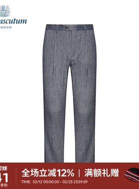 Aquascutum/雅格狮丹春夏男亚麻混纺休闲直筒长裤下装Q4161AM141