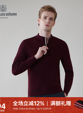 Aquascutum/雅格狮丹秋冬新品时尚男绵羊毛保暖针织衫Q5067EM041