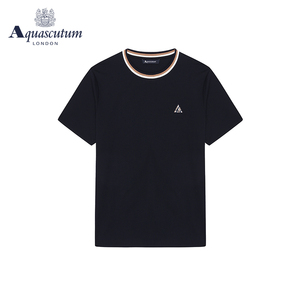 Aquascutum/雅格狮丹春夏新品男士t恤短袖修身圆领纯棉Q4770EM011