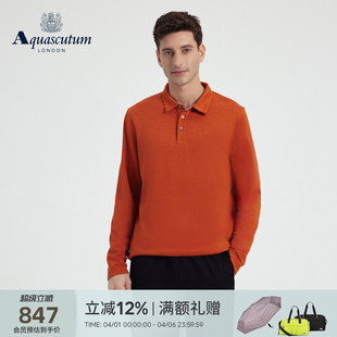 Aquascutum 男简约时尚 长袖 T恤商务上衣POLO通勤 雅格狮丹秋冬新品