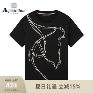 Aquascutum/雅格狮丹春夏上衣短袖宽松纯棉Q4770EL061